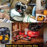 Nail gun and nailer combo kits with compressor.